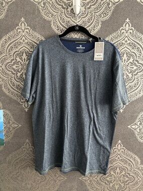 Bombas Men's Heather Navy Short Sleeve Crew with Contrast Stitching